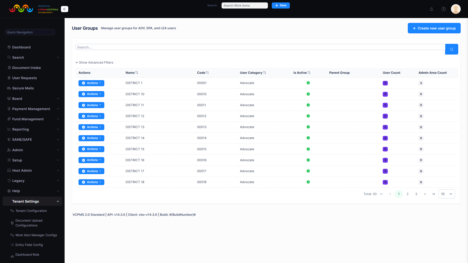 User Group management showing group list, member management, and permission assignment panel